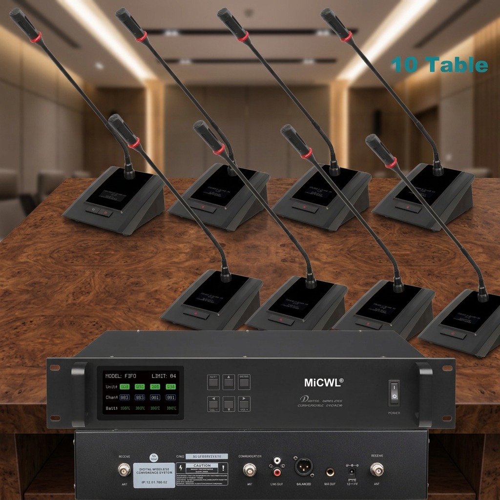Desk Room Setup - MiCWL Digital Wireless Gooseneck Microphone Conference