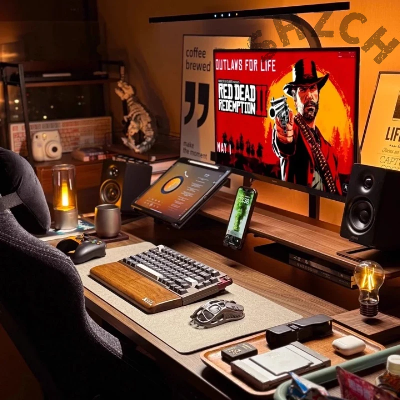 Desk Setup Monitor And Laptop - Modular Walnut Monitor Stand for Ergonomic