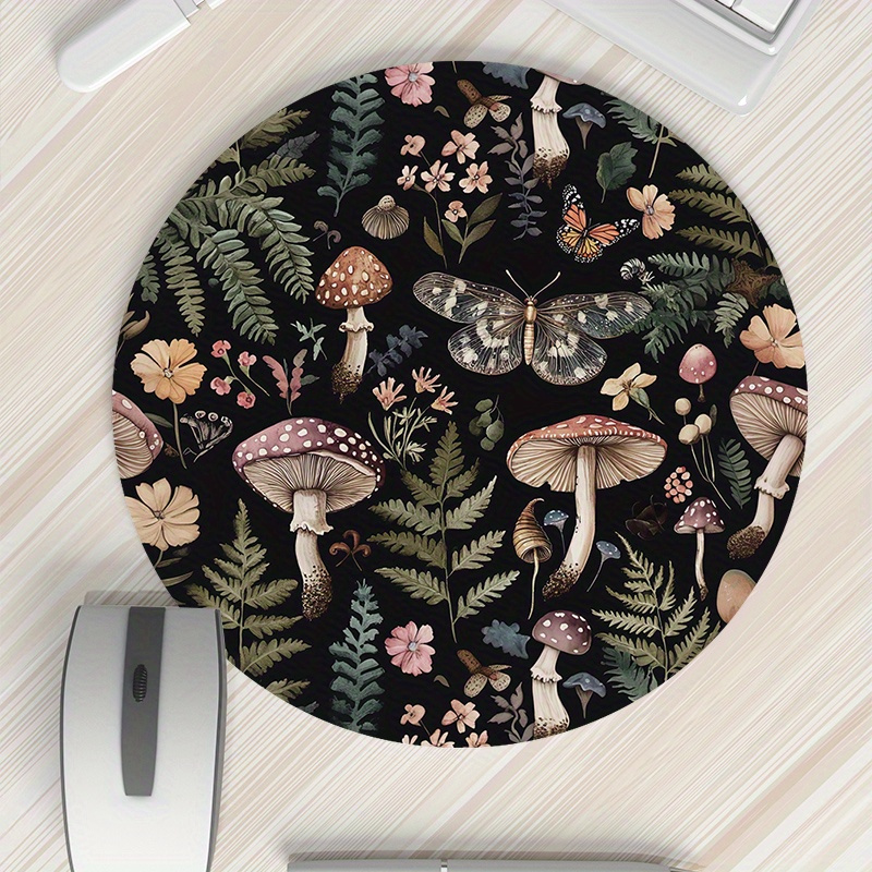Desk Setup With Plants - Round Forest Plant Mouse Pad Rubber