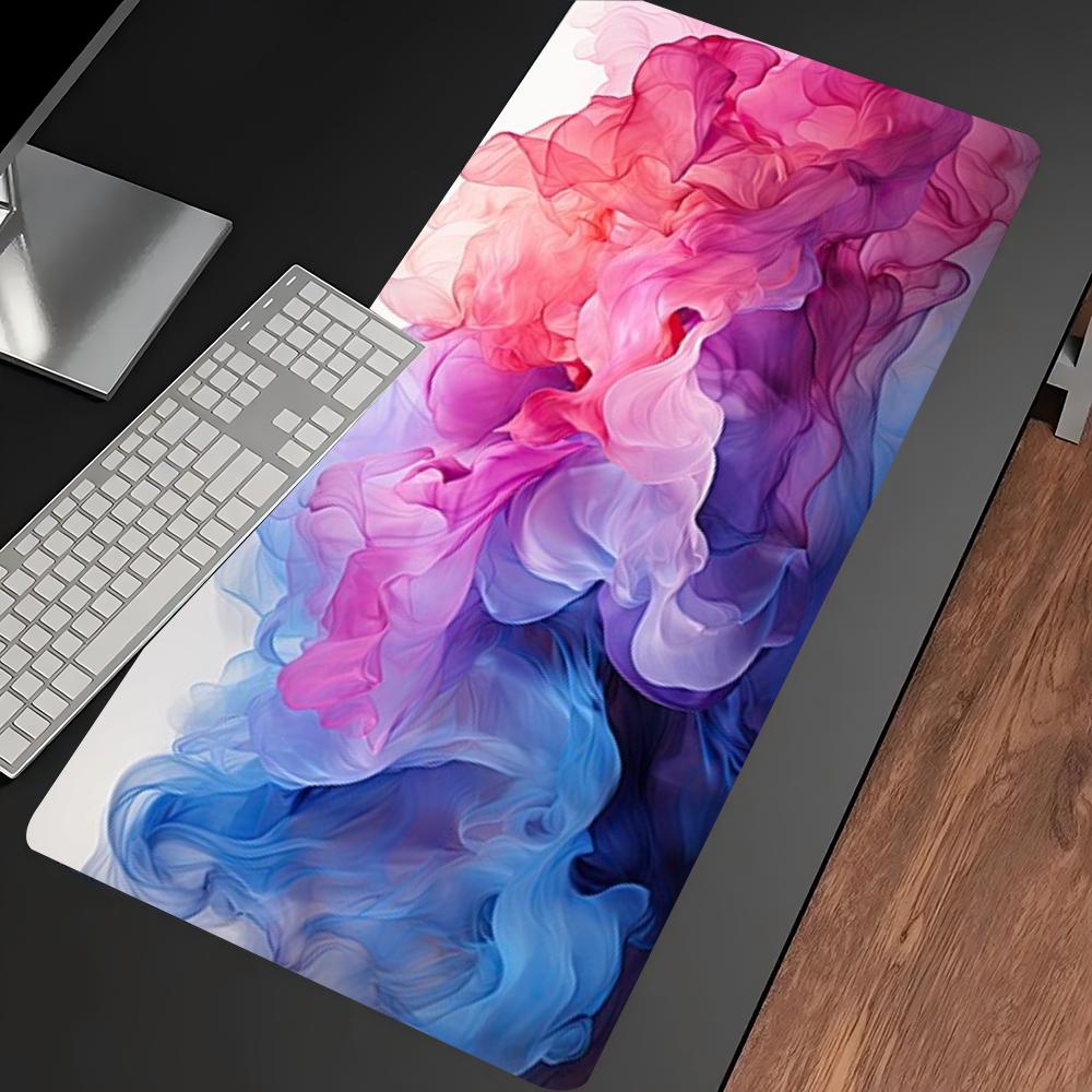 Desk Setup With Laptop - Vibrant Color Smoke Ink Swirl Large
