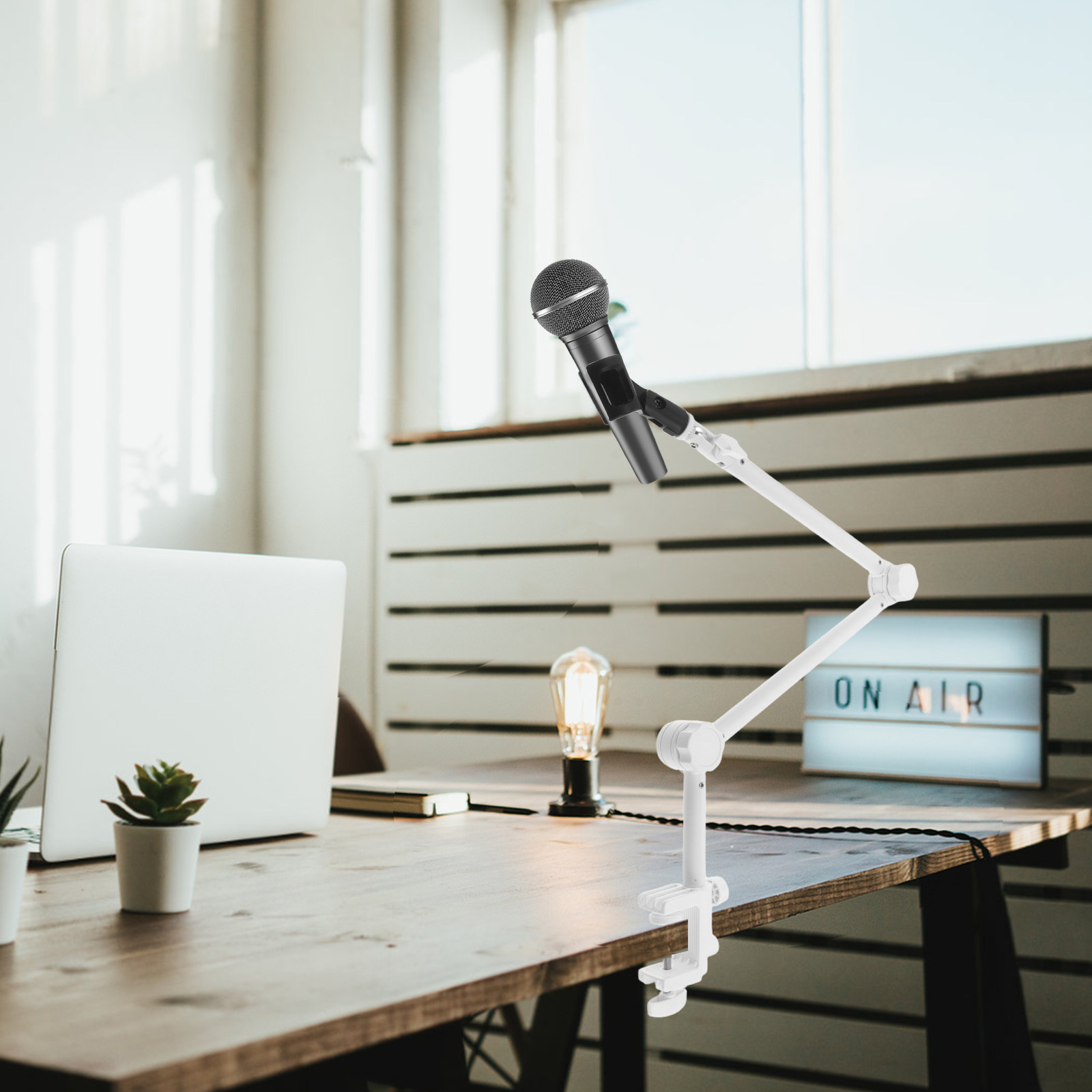 Desk Setup Gaming - 1Set Microphone Boom Arm White Adjustable