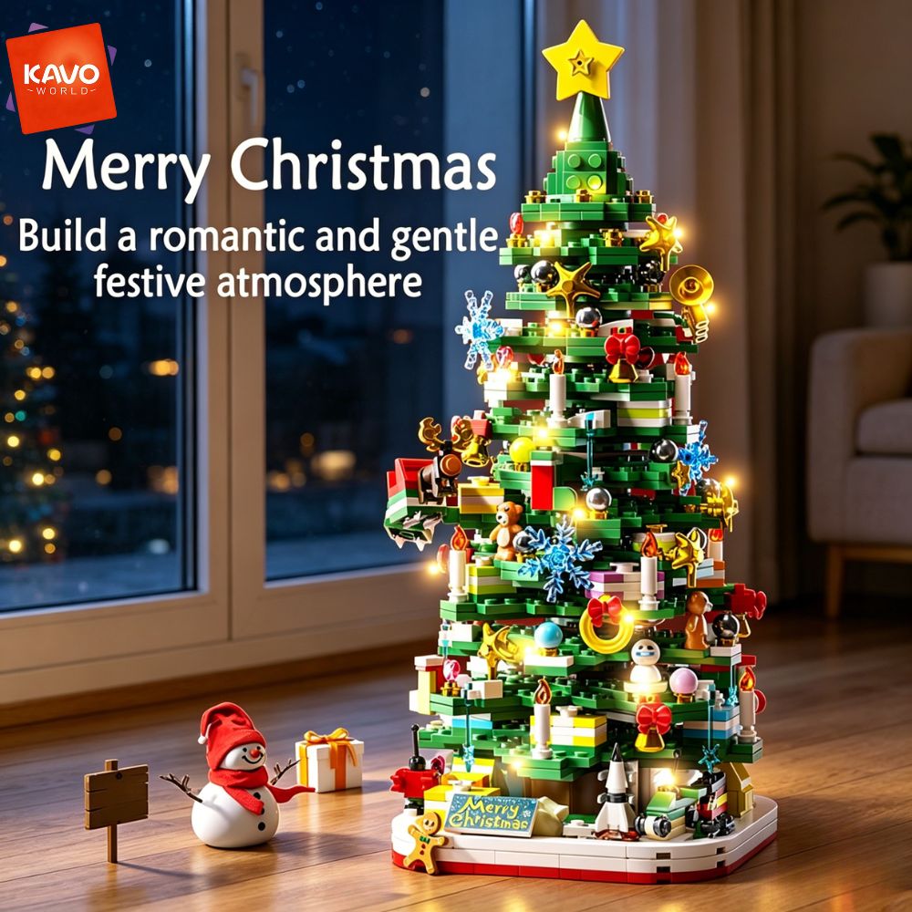 Desk Setup Needs - KAVOWORLD 1024pcs Christmas Tree Building Bricks