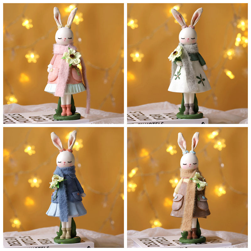 Desk Setup Kids - Spring Floral Rabbit Resin Ornaments Home