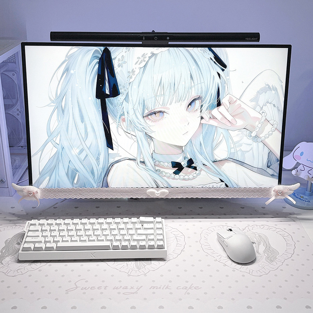 New Screen Decor White Lace Mo - Desk Setup Gaming recension och pris