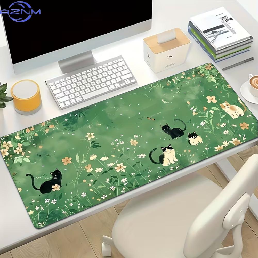 Floral Cute Cat Large Gaming M - Desk Setup With Laptop recension och pris