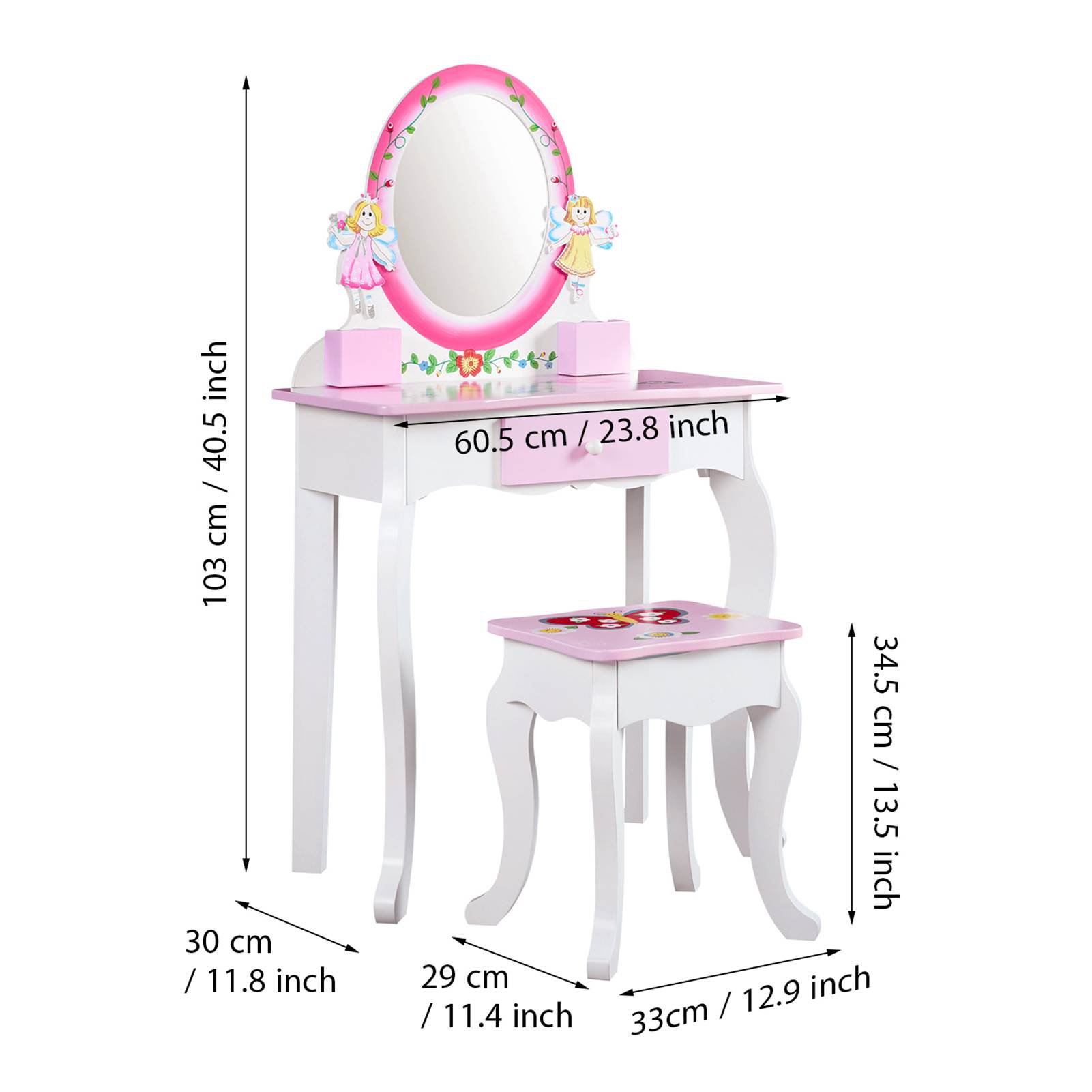 Kids Vanity Set Floral Printed - Desk Setup Kids recension och pris