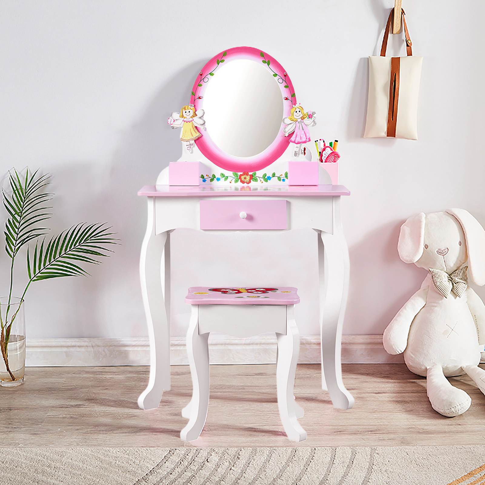 Kids Vanity Set Floral Printed - Desk Setup Kids recension och pris