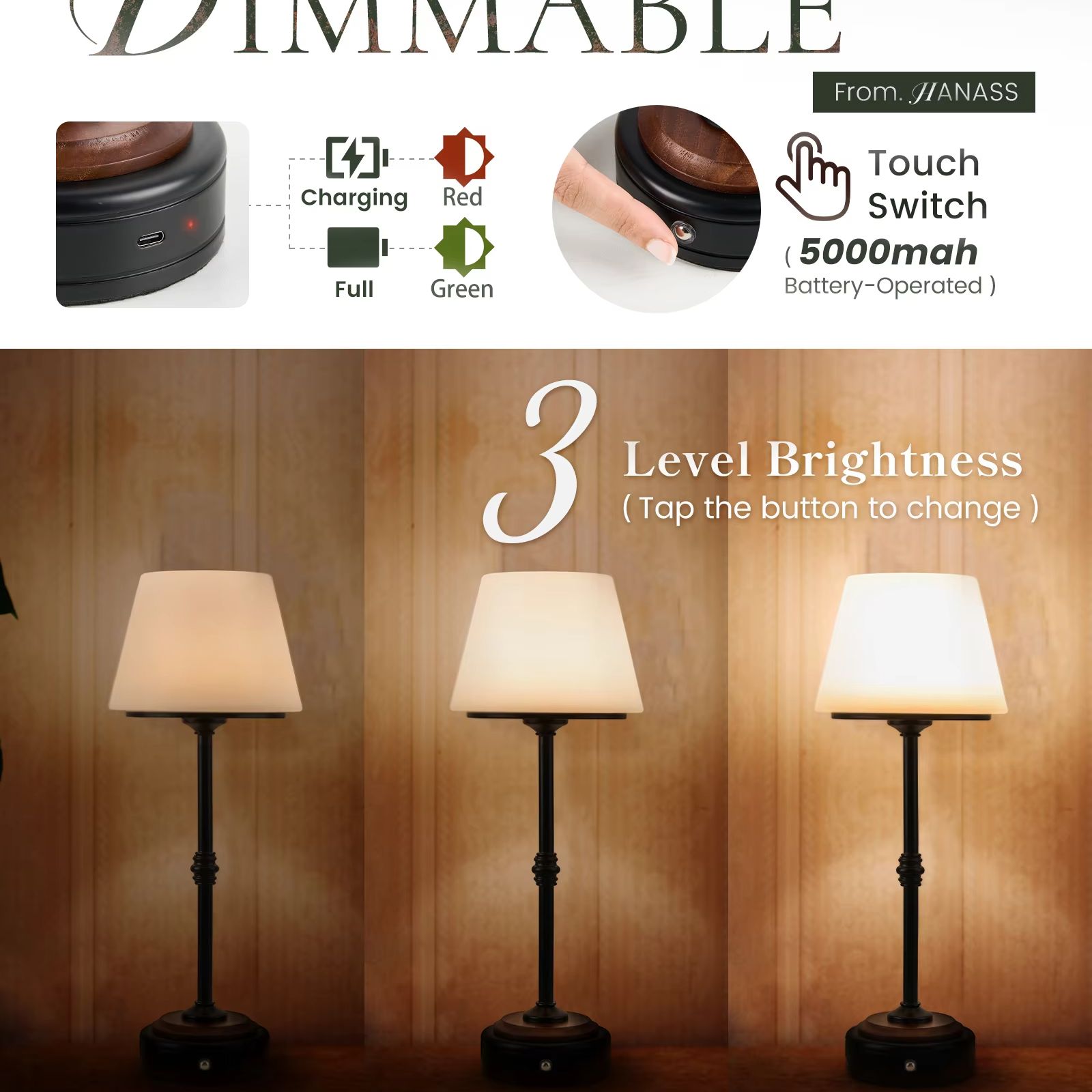 Cordless Table Lamps Set of  5 - Desk Setup Modern recension och pris