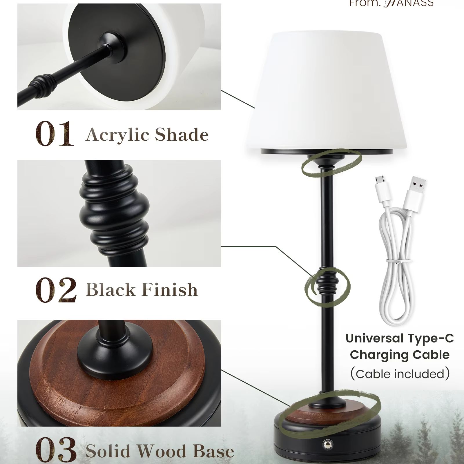 Cordless Table Lamps Set of  5 - Desk Setup Modern recension och pris