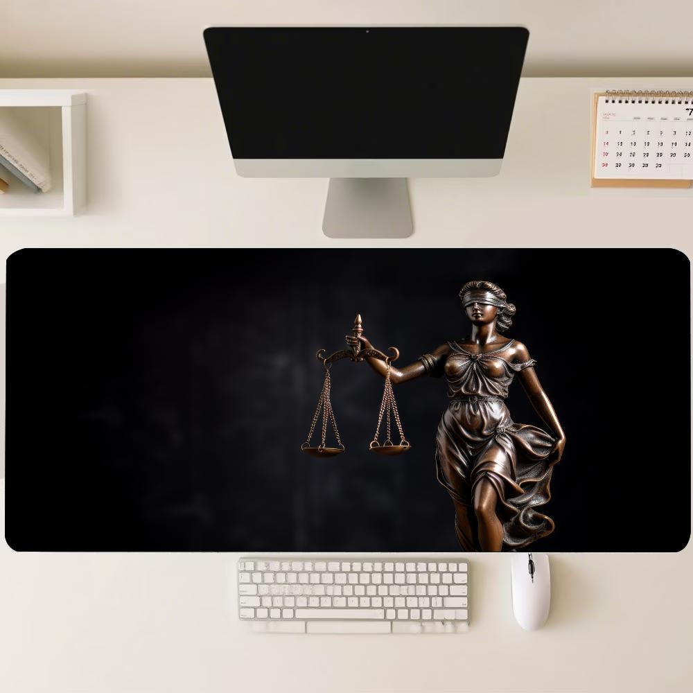 Lady Justice Statue Theme Larg - Desk Setup With Laptop recension och pris