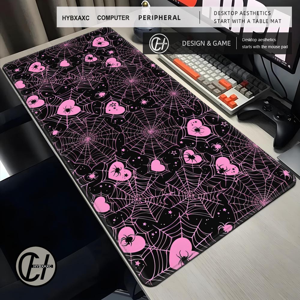 90x40 White or Pink Spiderweb  - Desk Setup With Laptop recension och pris