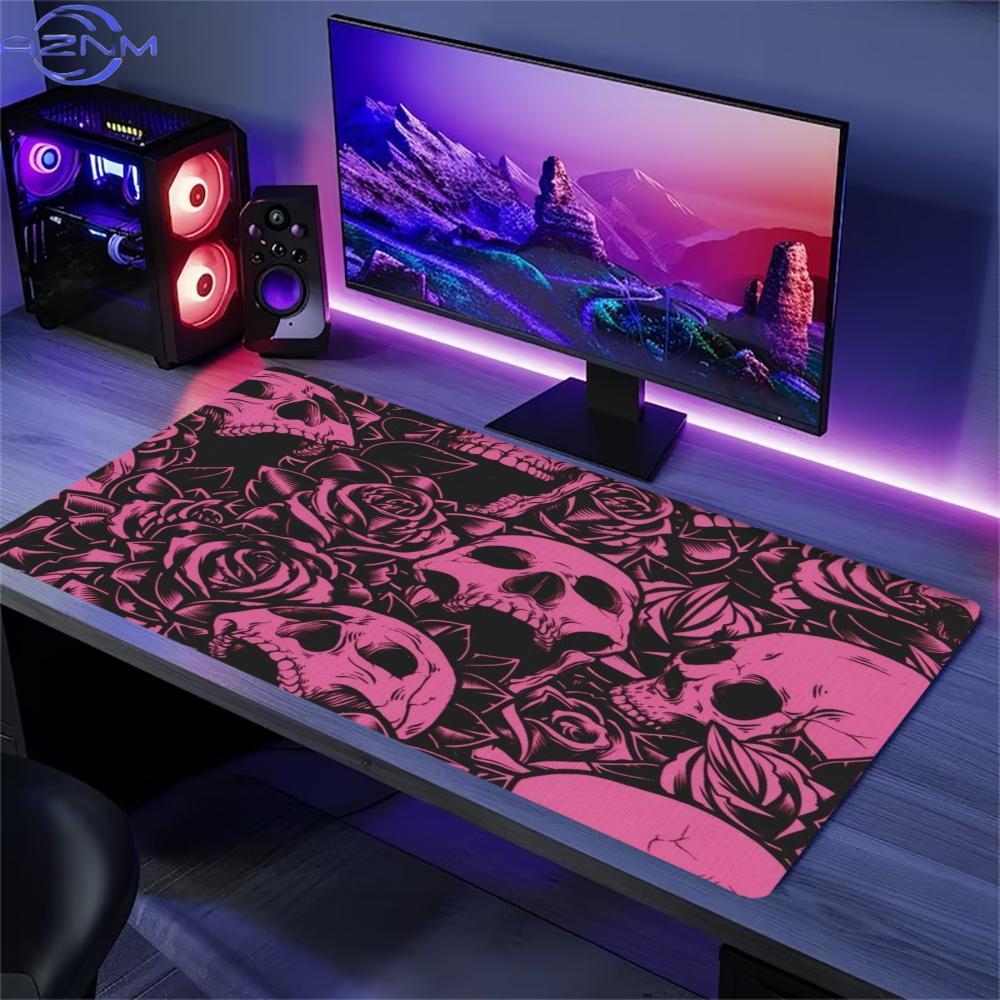 Pink Rose Skull Extended Desk  - Desk Setup With Laptop recension och pris
