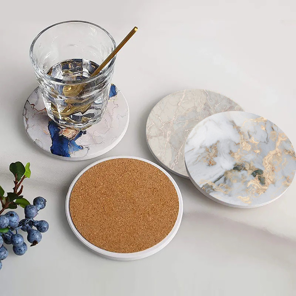 White Marble Coaster  Absorben - Desk Setup Modern recension och pris