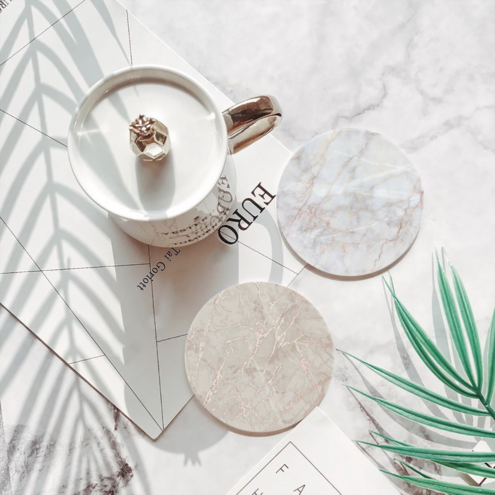 White Marble Coaster  Absorben - Desk Setup Modern recension och pris