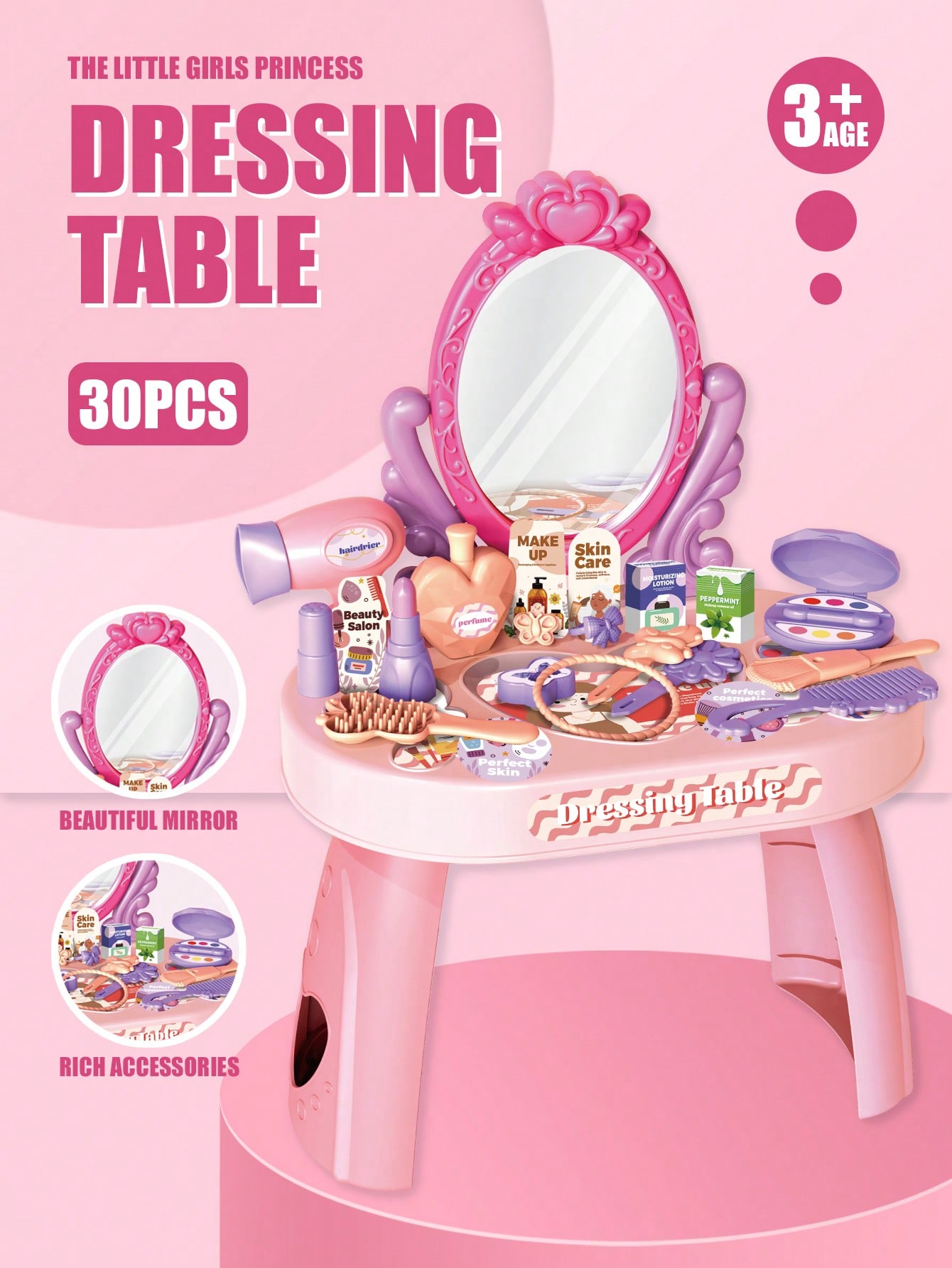 Kids Princess Vanity Dressing  - Desk Setup Kids recension och pris
