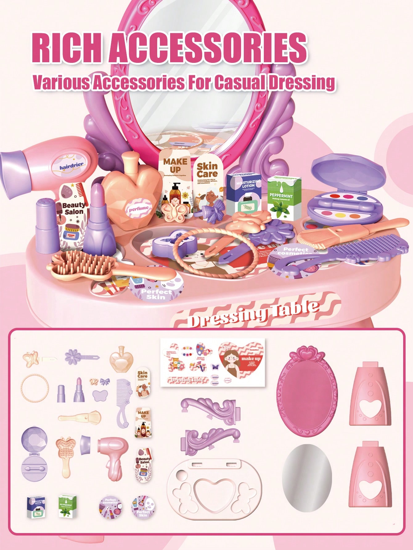 Kids Princess Vanity Dressing  - Desk Setup Kids recension och pris