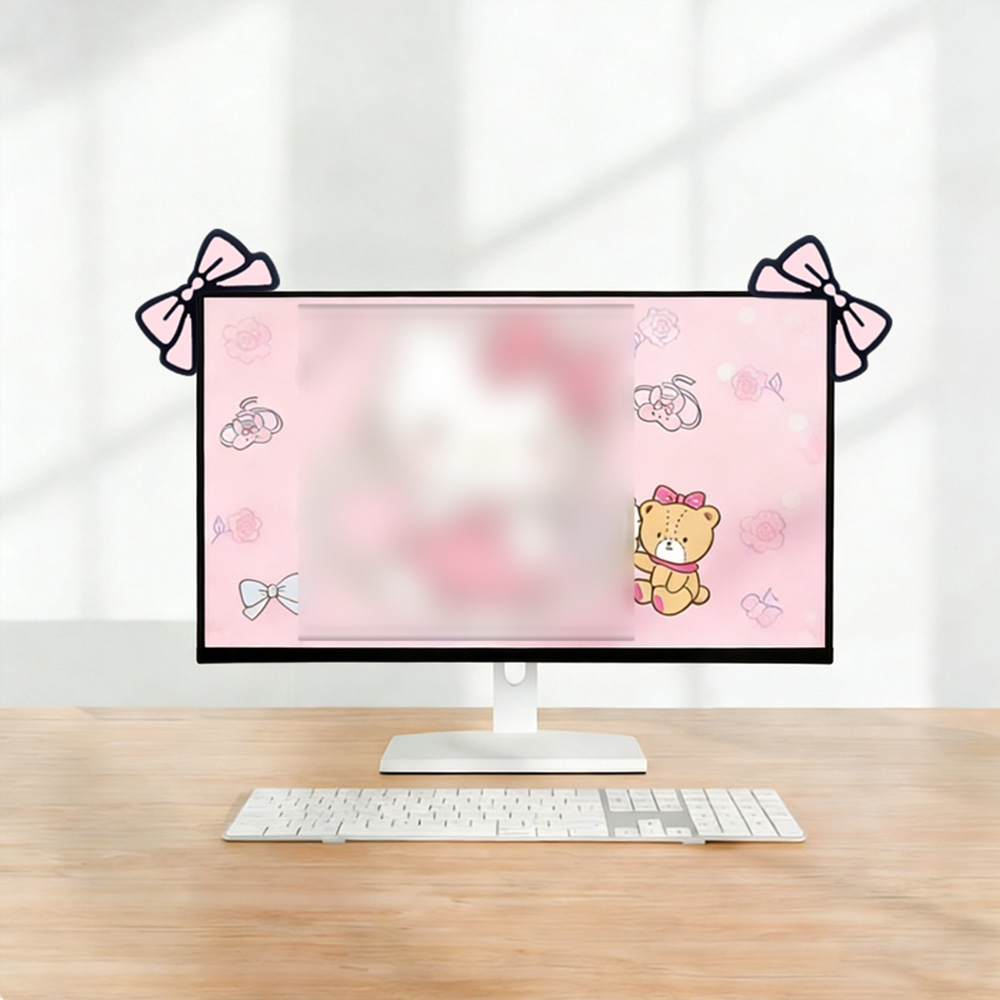 Cute Pink Bow Monitor Decor Ka - Desk Setup Monitor And Laptop recension och pris