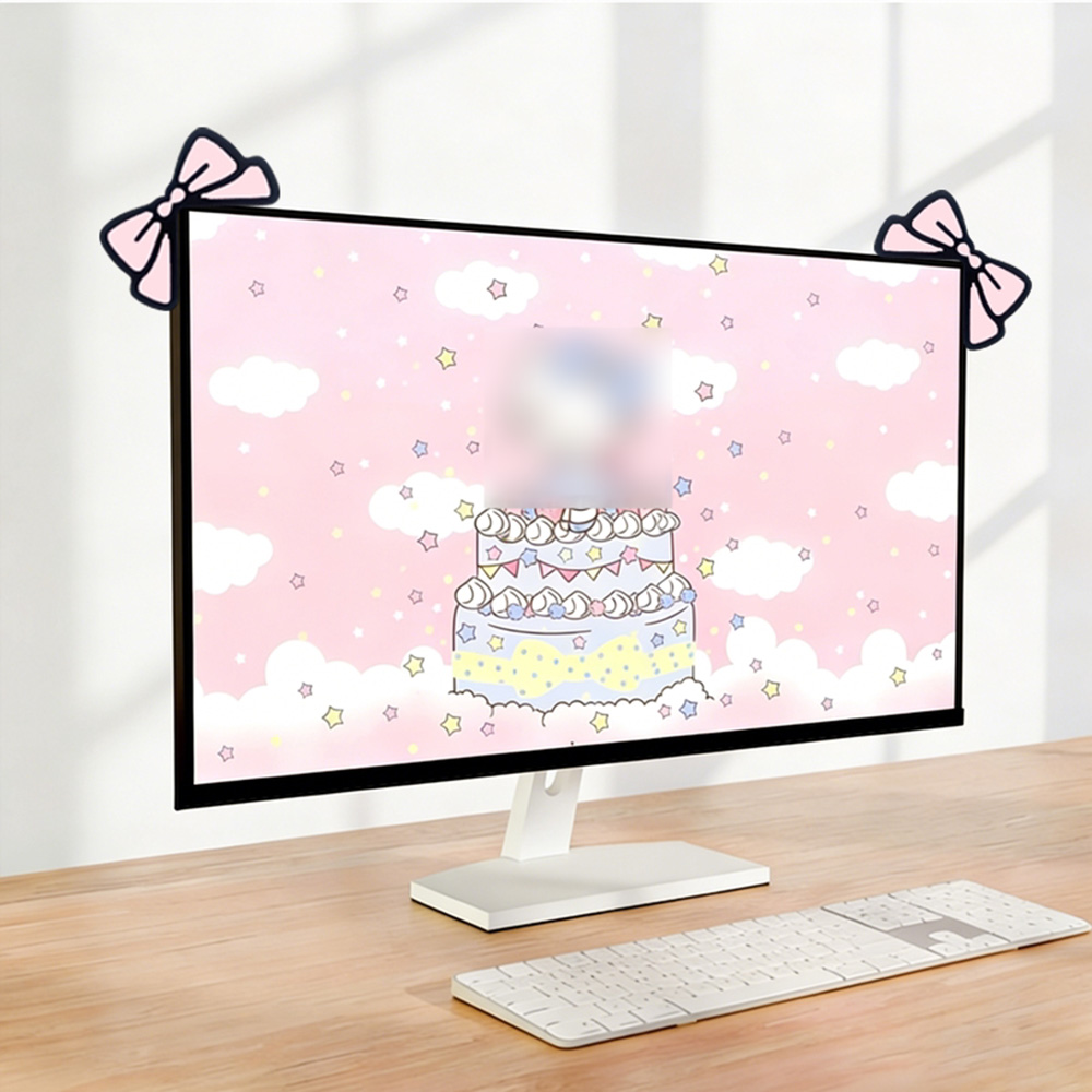 Cute Pink Bow Monitor Decor Ka - Desk Setup Monitor And Laptop recension och pris