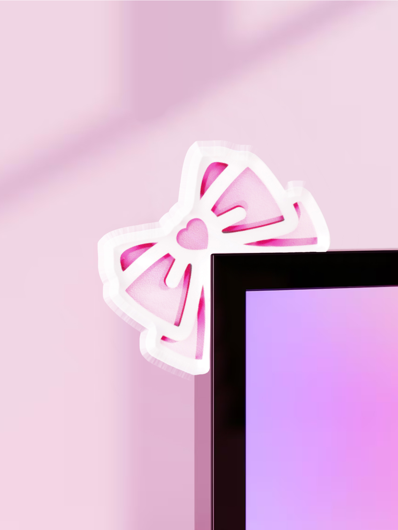 Kawaii Bow Monitor Decor Pink  - Desk Setup Gaming recension och pris