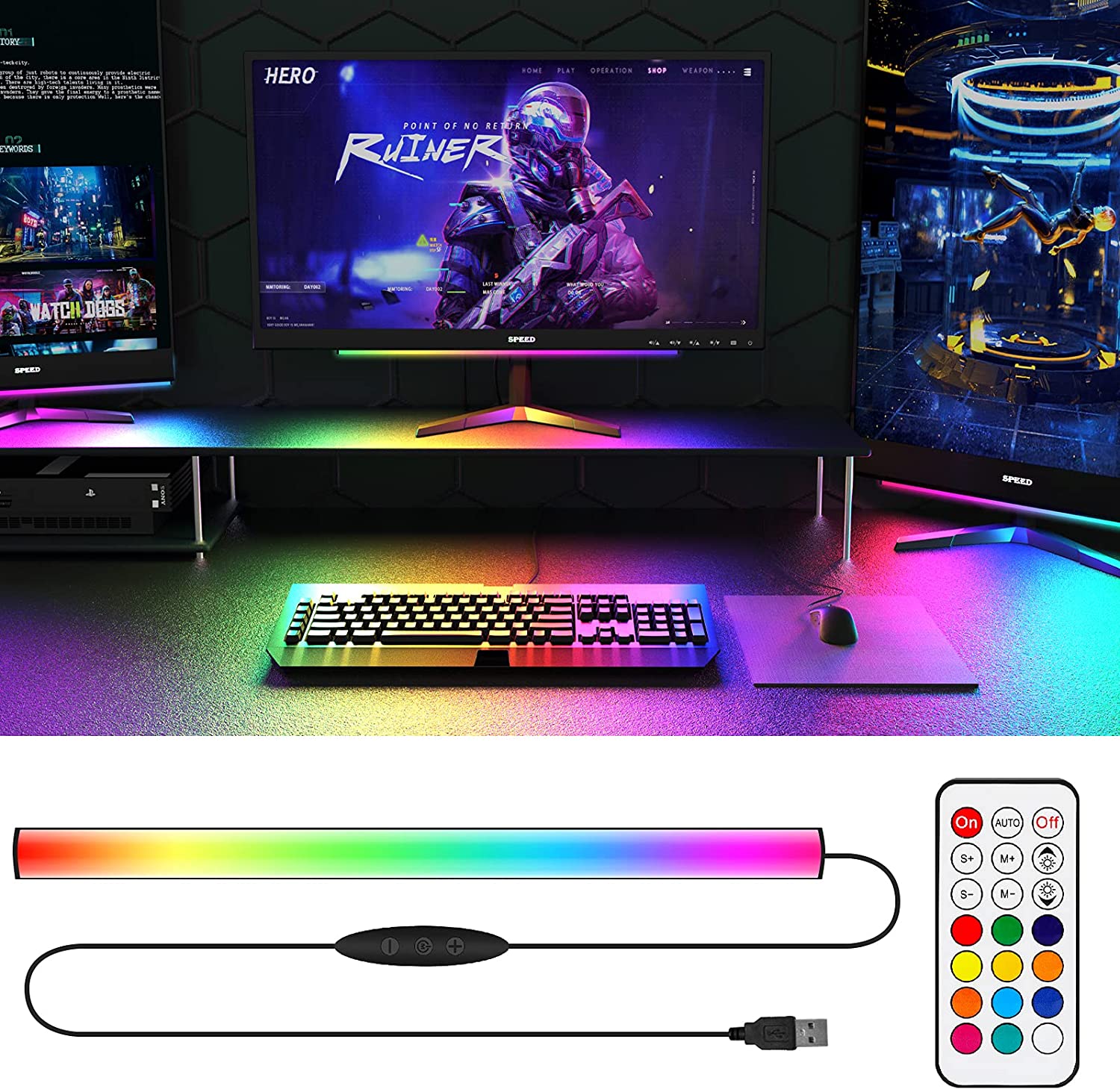 Under Monitor Light Bar RGB Dr - Desk Room Setup recension och pris