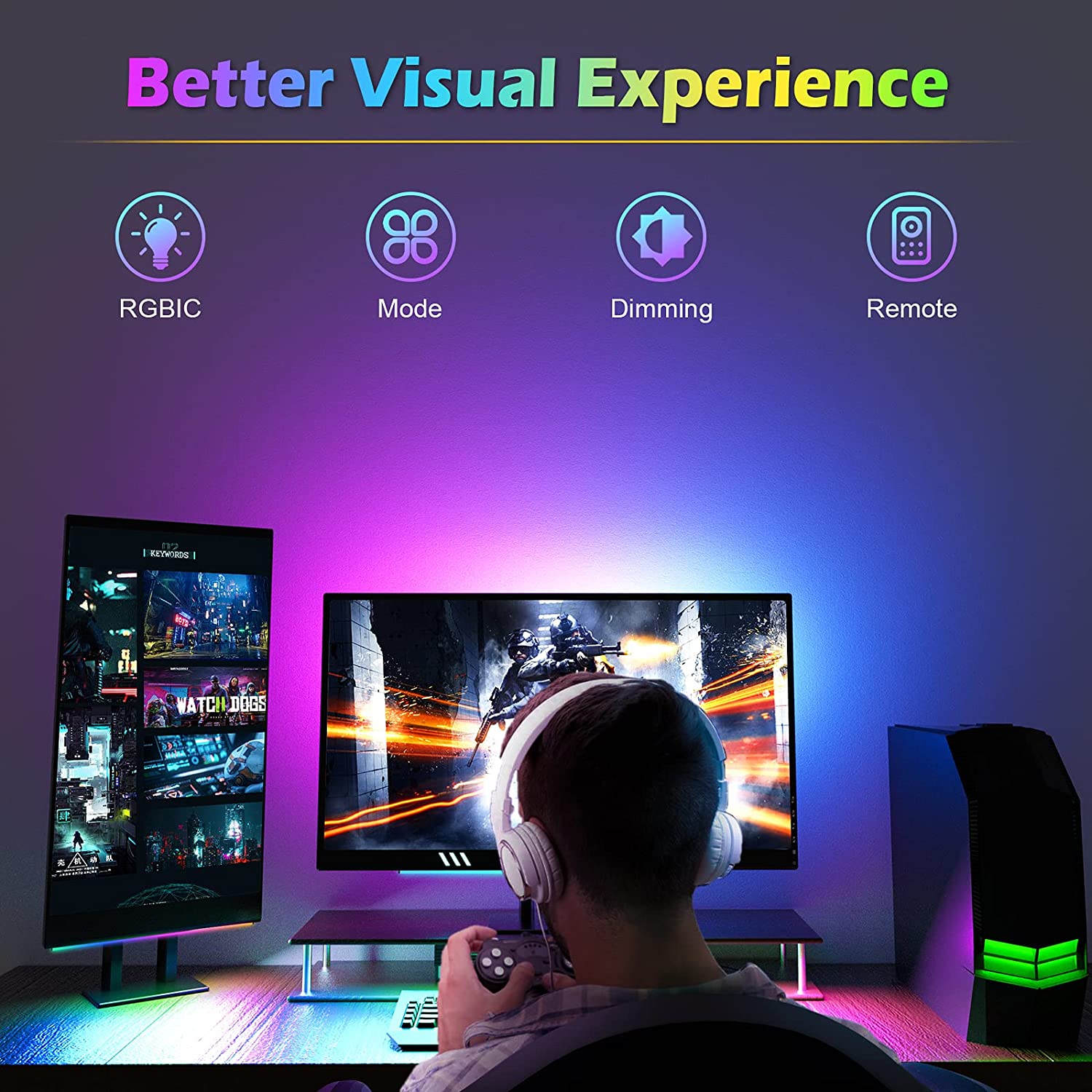 Under Monitor Light Bar RGB Dr - Desk Room Setup recension och pris